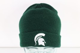 Vtg 90s Distressed Michigan State University Knit Winter Beanie Hat Cap Green - £23.53 GBP