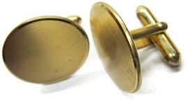 Swank Gold-Tone Brushed Oval Cufflinks Tux Shirt Dress Suit Vintage - £14.86 GBP