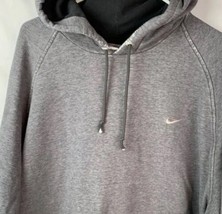 Vintage Nike Hoodie Embroidered Swoosh Logo Gray Sweatshirt Pullover 2XL... - $39.99