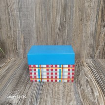 Vintage Recipe Box Tin, Plaid Blue &amp; Red, Ohio Art, Kitchen Decor - $24.00