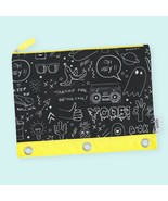 Yoobi Brand ~ Binder Zip Case ~ Black ~ White ~ Yellow ~ Doodles - €17,12 EUR