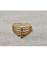 Vintage Gold Tone Crystal Costume Jewelry Quad Stone Design Ring, Size 9.5 - €8,52 EUR