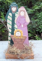 Wood Card / Napkin Holder Mary Joseph Baby Jesus Hand Painted - £11.87 GBP