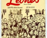 1978 Mamma Leone&#39;s Lunch Menu West 48th Street in New York City Since 1906  - $39.72