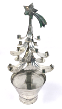 Vintage Mexican Tin Folk Art Christmas Tree 15&quot; Candle Holder Metal Rust... - £35.31 GBP