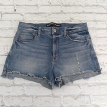 Express Jeans Shorts Women 12 Blue Distressed High Rise Shortie Ultimate Stretch - £14.17 GBP