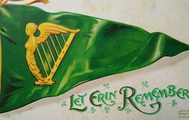 St Patricks Day Postcard Erin Remember Flag Ellen Clapsaddle Vintage Nashua NH - £14.32 GBP