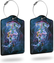 2 Pack Luggage Tags for Suitcases,Glittering Jellyfish Leather Cruise Suitcases - £12.86 GBP