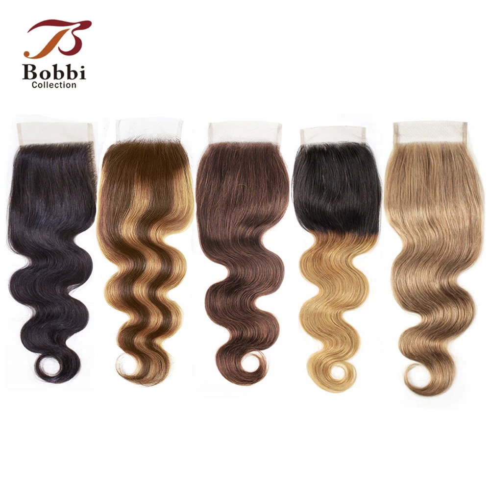 4x4 Lace Closure Body Wave Natural Color Dark Brown Highlight Honey Blonde - £18.07 GBP+