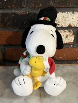 Peanuts Snoopy Top Hat &amp; Scarf Holding Woodstock Musical 9&quot; Plush Works - Video - £21.20 GBP