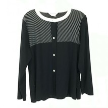Womens Size Small Exclusively Misook Black Luster Button Cardigan Sweater - £33.14 GBP