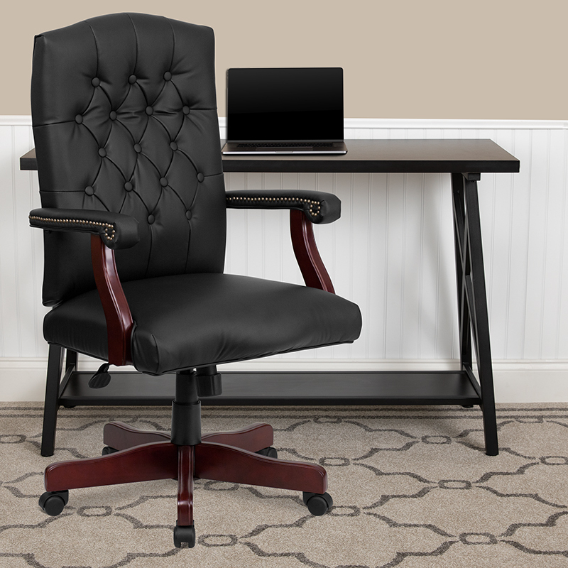Black High Back Leather Chair 801L-LF0005-BK-LEA-GG