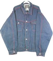 VTG Webs Jeans Men&#39;s Denim Jacket Y2K Sz. 2WL Red Contrast Stitching 100... - £31.85 GBP