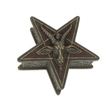 Sigil Of Baphomet Pentagram Shaped Bronze Finish Resin Trinket Box Satanic Decor - £34.88 GBP