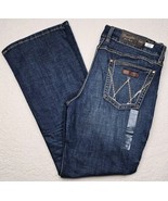 Wrangler Women Size 35/19x34 Blue Denim Retro Mae Mid Rise Bootcut Weste... - $506.89 MXN