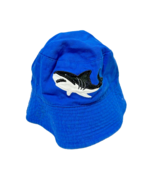 Vintage Toffee Apple Toddler Cotton Bucket Sun Swim Hat Blue with Shark - $10.90