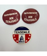 Joe Teasdale Missouri Governor Pin Back Vintage Local Campaign Buttons 3&quot; - $274.54 MXN