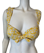 California Waves Yellow Floral Dot Underwire Padded Bathing Suit Top XS - $9.49