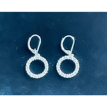 Vintage Silver &amp; CZ Halo Dangle Earrings by Samuel Hill Jewelers Designs-1990s - £13.31 GBP
