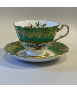 Paragon By Appointment To Her Majesty The Queen Green Gold Floral Teacup... - $79.48