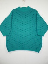 Venezia Sweater One Size Sportswear Crew Neck Teal Green Oversized Vintage - £15.84 GBP