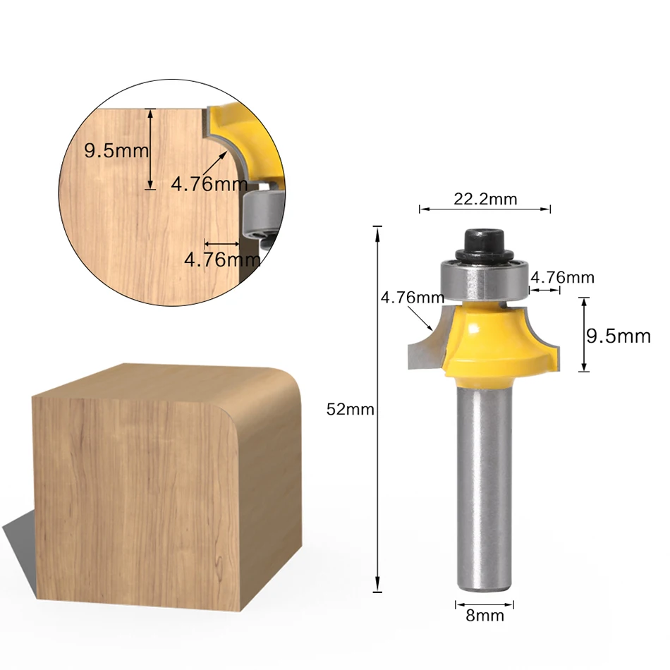 1PC 8mm Shank Corner Round Over Eing  Router Bit 2 Flute Corner Round Co... - $3,032.45 MXN
