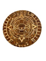 Vintage D16” Aztec Calendar Carved and Inlaid Marquetry Wooden Circular.... - £227.81 GBP