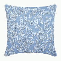 Pearly Sea Tangle, Blue Cotton Linen 16&quot;x16&quot; Throw Pillow Cover - £24.53 GBP+