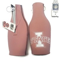 Lot of 2 NCAA Iowa State Cyclones Beer Bottle Coolers Zipper Neoprene 2 Sided - £5.94 GBP