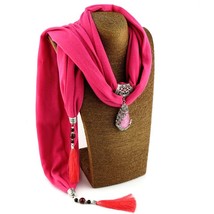 Ahmed Bohemian New Ceramic Beads Tassel Peacock Stone Pendant Scarf For Women Ch - £13.93 GBP