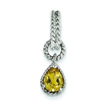 Sterling Silver Citrine Pear Twisted Pendant Charm Jewelry 27mm x 8mm - £32.36 GBP