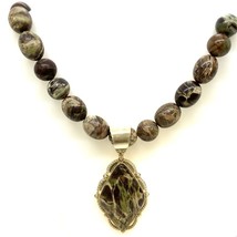 Vintage Signed DTR Dessert Rose Trading Jay King Rainforest Jasper Necklace 18 - £109.51 GBP