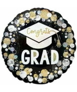 18 inch CONGRATS GRAD CIRCLES &amp; DOTS foil mylar balloon - $8.87