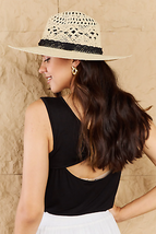 Fame Fight Through It Lace Detail Straw Braided Fashion Sun Hat - £32.48 GBP