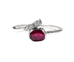 925 Silver Ruby Ring 0.6 Ct Ruby Promise Ring Ruby Stacking Ring Birthstone Ring - £27.99 GBP