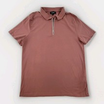 Express Mens Polo Shirt Sz M Rust Pink Half Zip Cotton Blend Stretch Casual - $24.65
