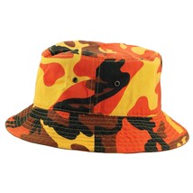 Orange Camo Hat Cap Bucket Cotton Military Fishing Camping Travel Safari Summer - £15.94 GBP