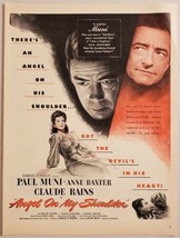 1946 Magazine Movie Ad &quot;Angel On My Shoulder&quot; Paul Muni,Claude Rains,Anne Baxter - £12.21 GBP