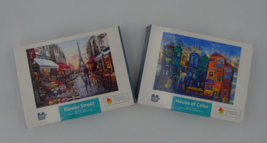 Lot of 2 City Scenes Flower Street House of Color Cafe Row Houses Eiffel... - £11.89 GBP
