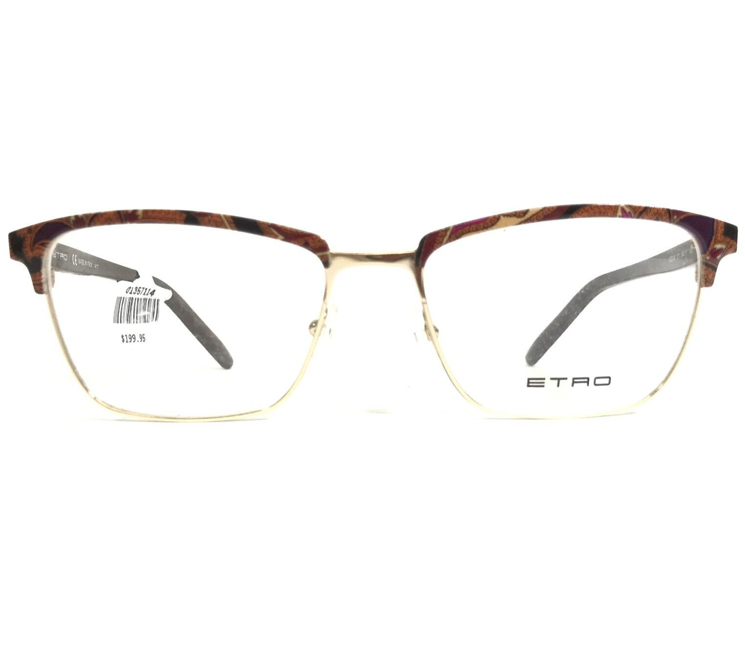 ETRO Brille Rahmen ET2118 211 Brown Gold Paisley Cat Eye 54-17-140 - $74.23