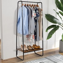 Clothes Rack with Wood Shelf, Freestanding Clothing Rack,Garment Rack, Standing  - $96.01