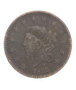 1833 1C Large Cent Fine Condition, XF in Wear, Slightly Porous, Brown Color - $87.99 CAD