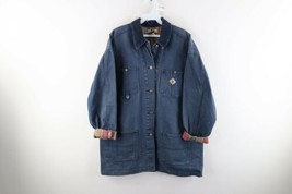 Vintage 90s Streetwear Womens Medium Distressed Button Chore Barn Jacket Navy - £71.18 GBP