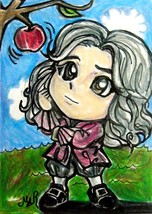 Scientist Isaac Newton Japanese Anime Art Original Sketch Card Drawing ACEO Maia - £19.65 GBP