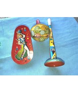 3 Vntage Party New Years Noisemakers Horn Rattle and Windup - £15.41 GBP