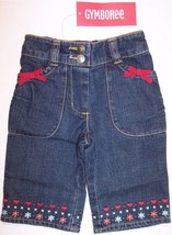 NWT Gymboree Ribbon &amp; Heart Hem Denim Jeans, Mountain Cabin, 3-6M, $30 - £10.24 GBP