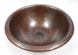 15&quot; Round Self Rimming Copper Bathroom Sink in Brushed Sedona with Drain - £135.85 GBP
