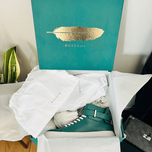 BUSCEMI Mid Sneaker, Women’s Italian Leather Hightop , Size 38 (Euro) Petrol NWT Item image 3
