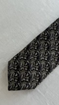 Guy Laroche Diffusion Men’s Silk Necktie Black Gray &amp; White Floral Silk Tie - $14.82