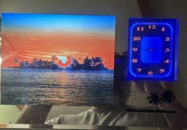 Neon clock/mirror/light/ocean sounds. Great Condition. Very Relaxing - £39.46 GBP
